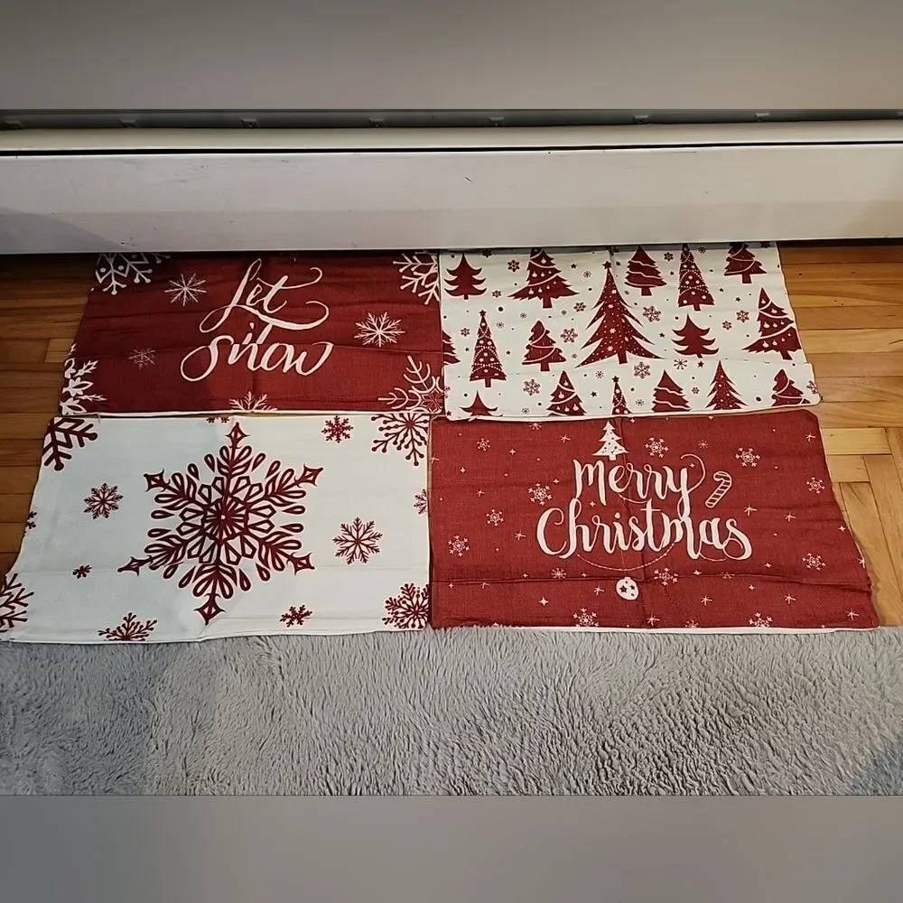 Christmas Pillow Covers 12x20 inches Set of 4 Red White Throw Pillow Covers